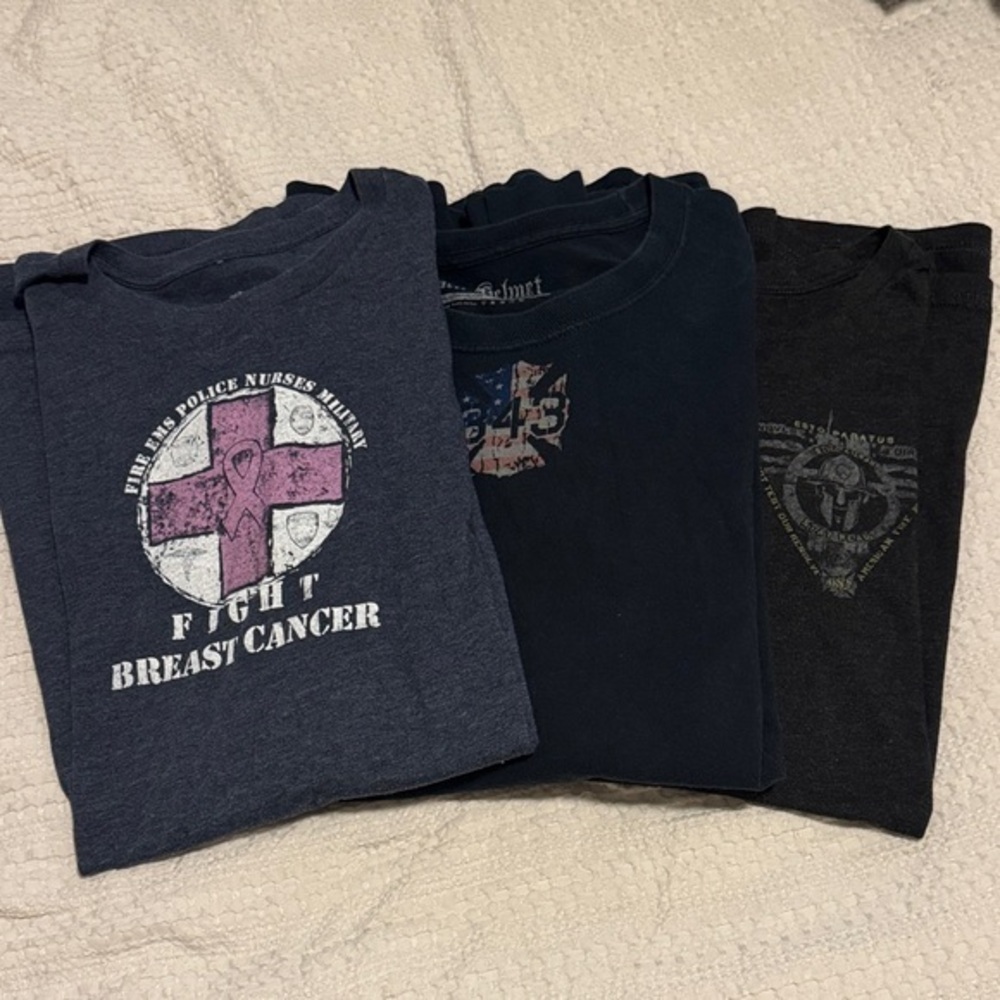 Bundle of 3 Black Helmet Men's Graphic T-Shirts - Black, Navy and Gray. 3XL